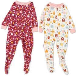 Baby Girls 2 Pc Footed Pajama Onesie Set