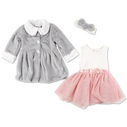 Baby Girls 3 Pc Tulle Dress & Coat Set