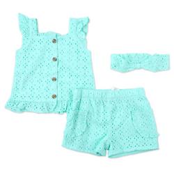 Baby Girls 3 Pc Crochet Shorts Set