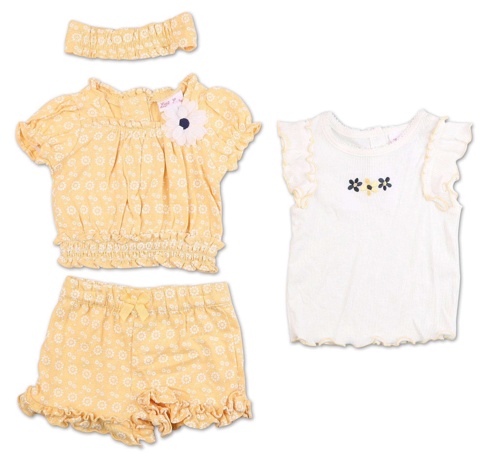 Baby Girls 4 Pc Floral Shorts Set