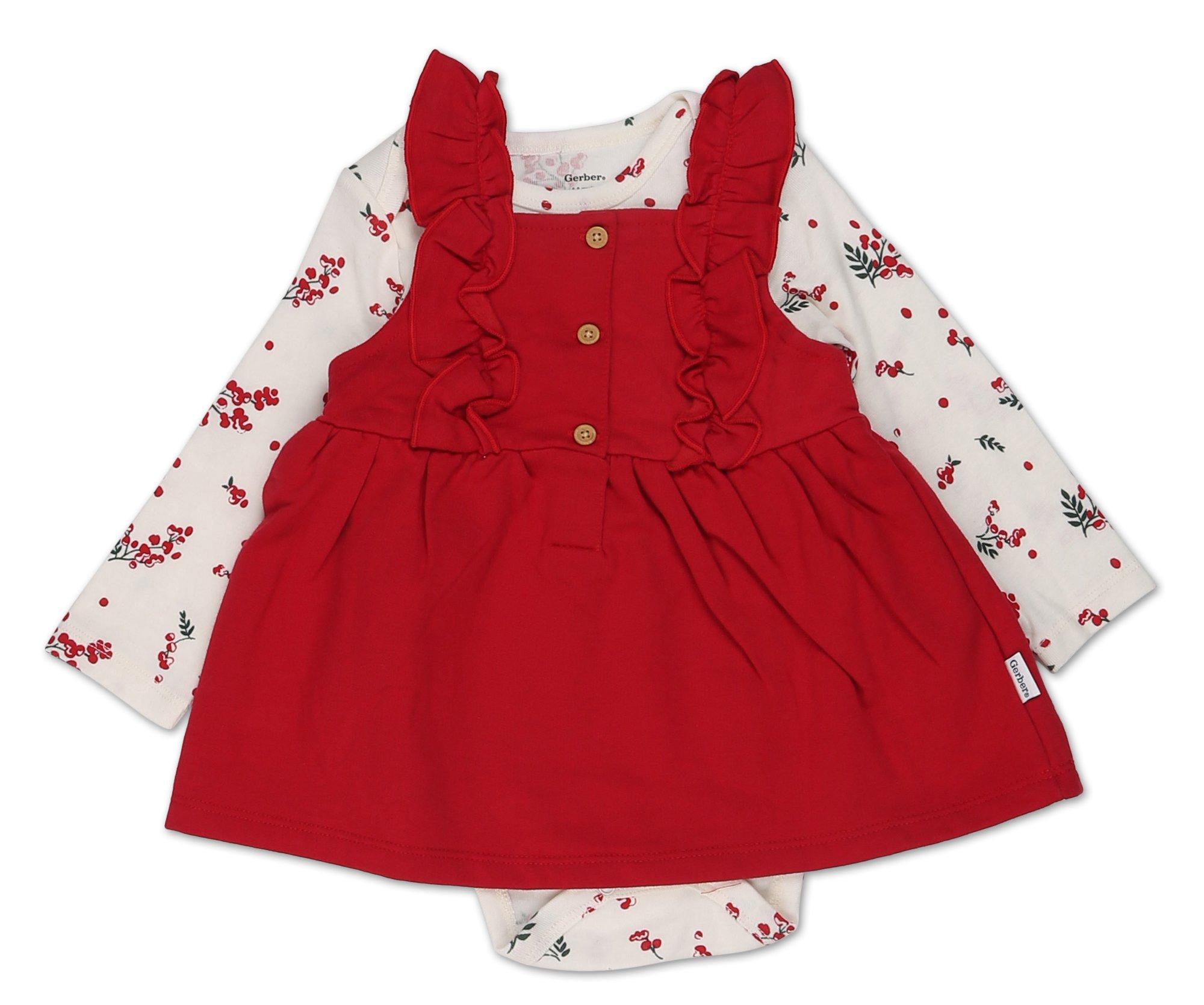 Baby Girls 2 Pc Overall Dress Set