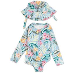 Baby Girls 2 Pc Hat & Swimsuit Set