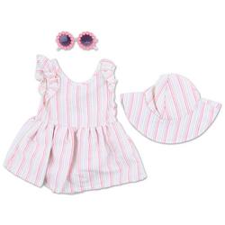 Baby Girls 3 Pc Striped Dress Set