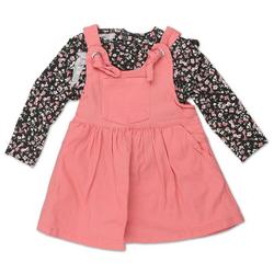 Baby Girls 2 Pc Long Sleeve Top & Overall Dress