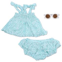 Baby Girls 3 Pc Summer Shorts Set w/Sunglasses