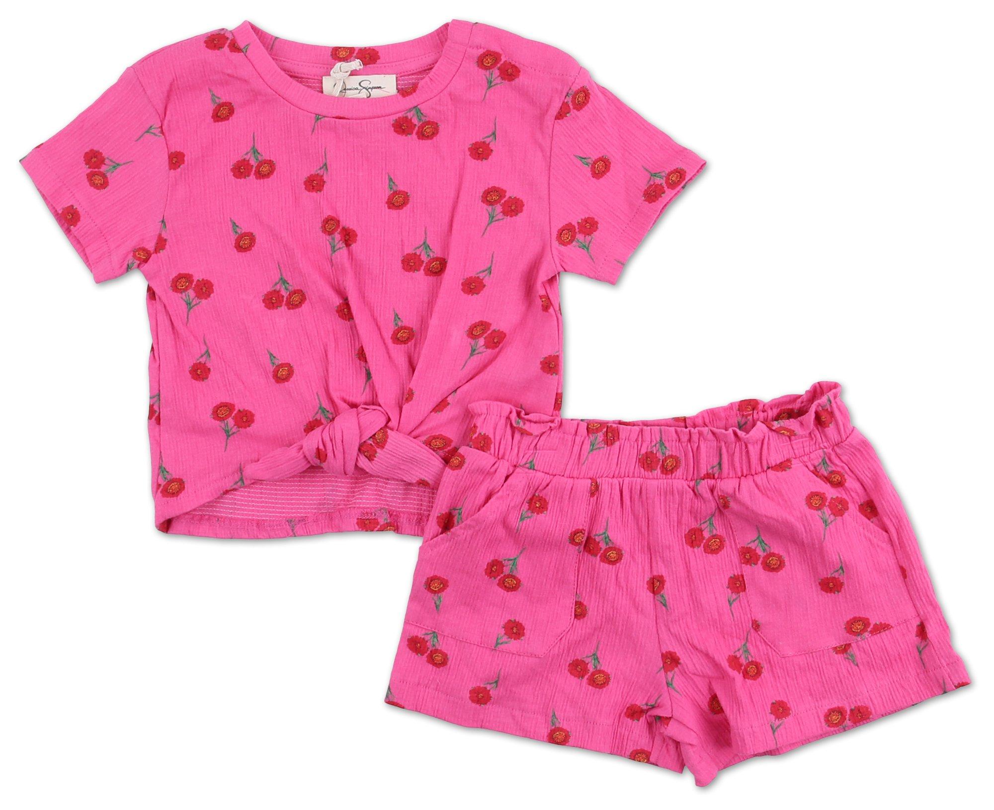 Baby Girls 2 Pc Rose Floral Shorts Set