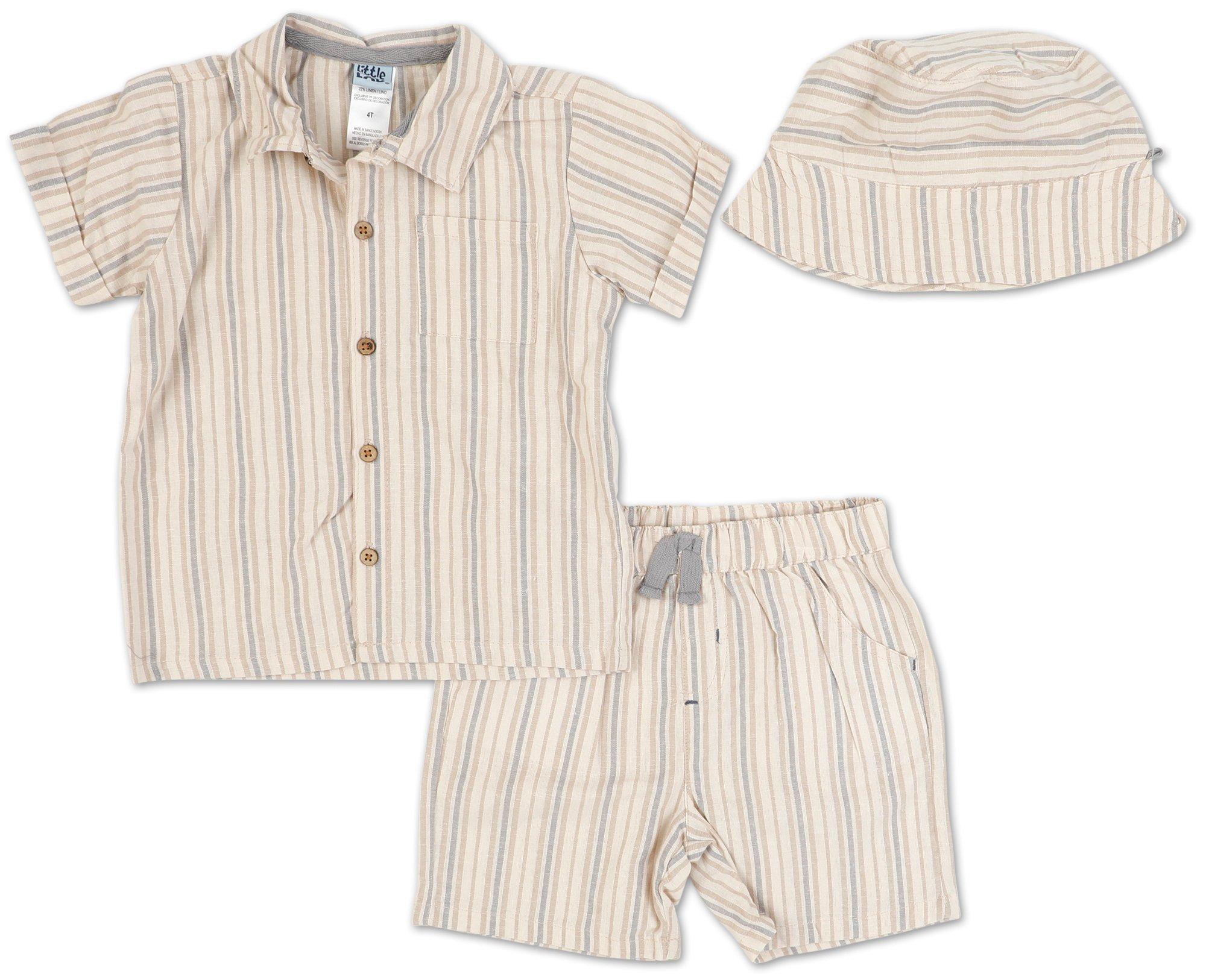 Toddler Boys 3 Pc Striped Shorts Set