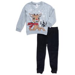 Toddler Girls 2 Pc Reindeer Pants Set