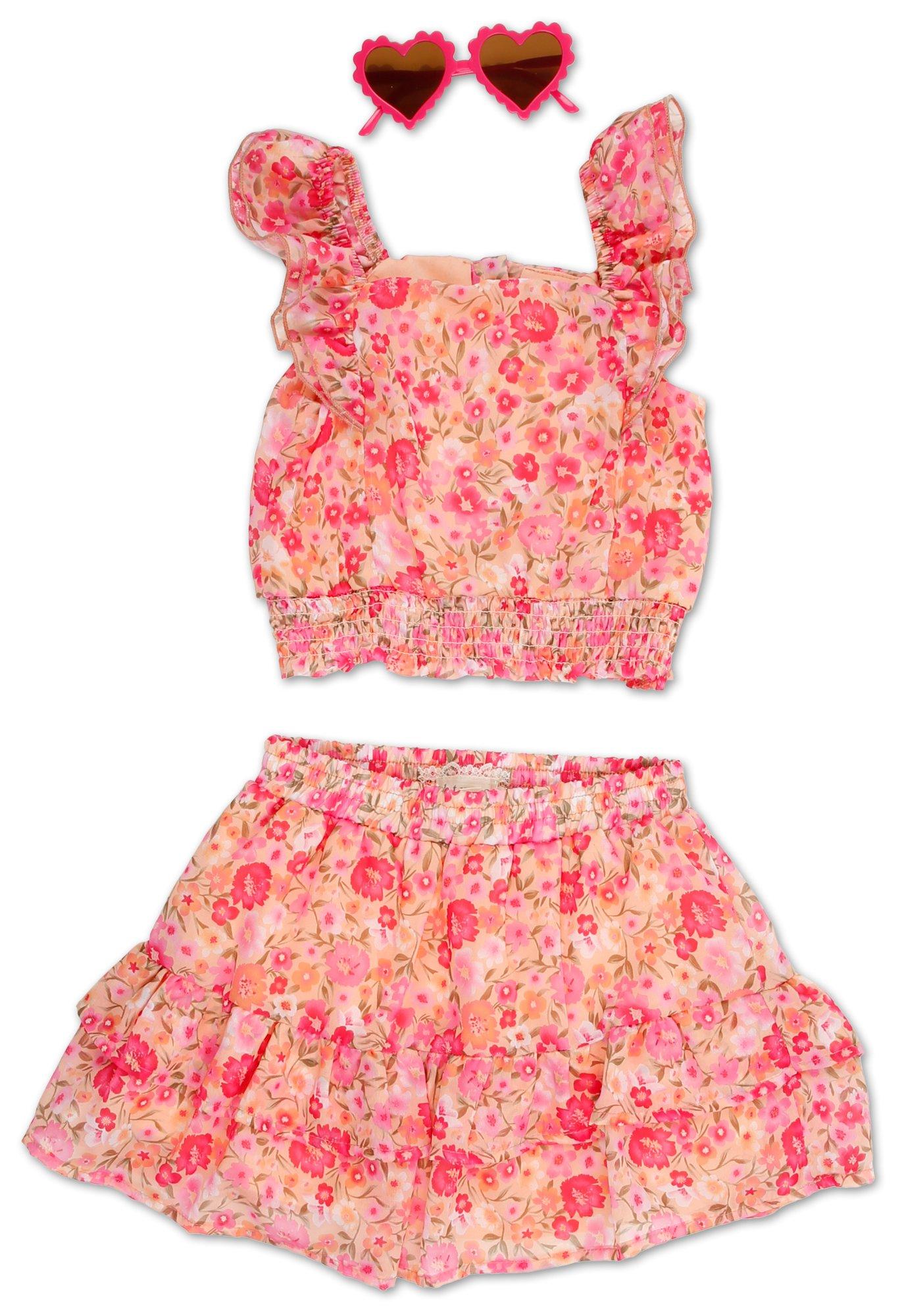 Toddler Girls 2 Pc Floral Skirt Set