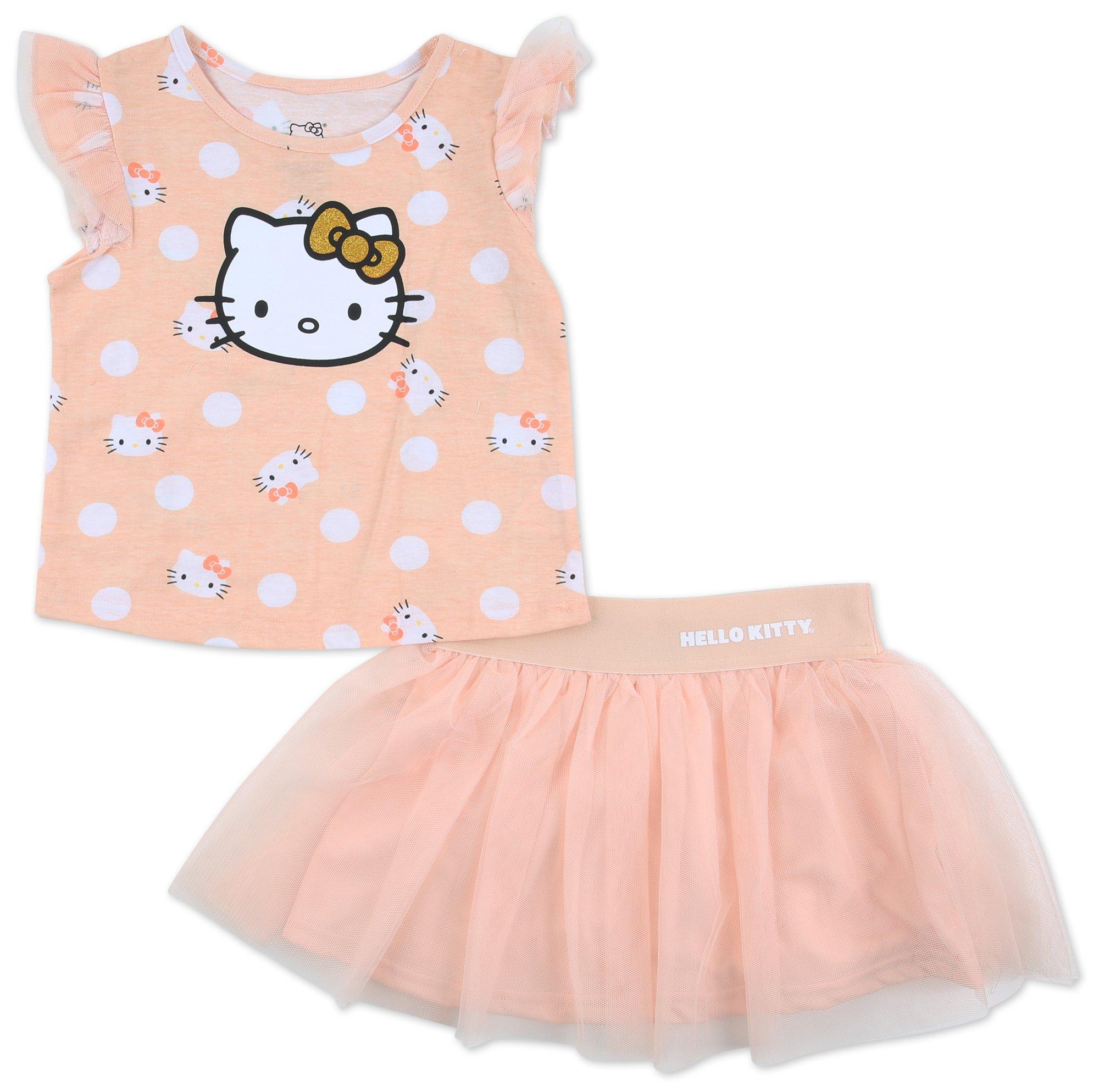 Toddler Girls 2 Pc Hello Kitty Skirt Set