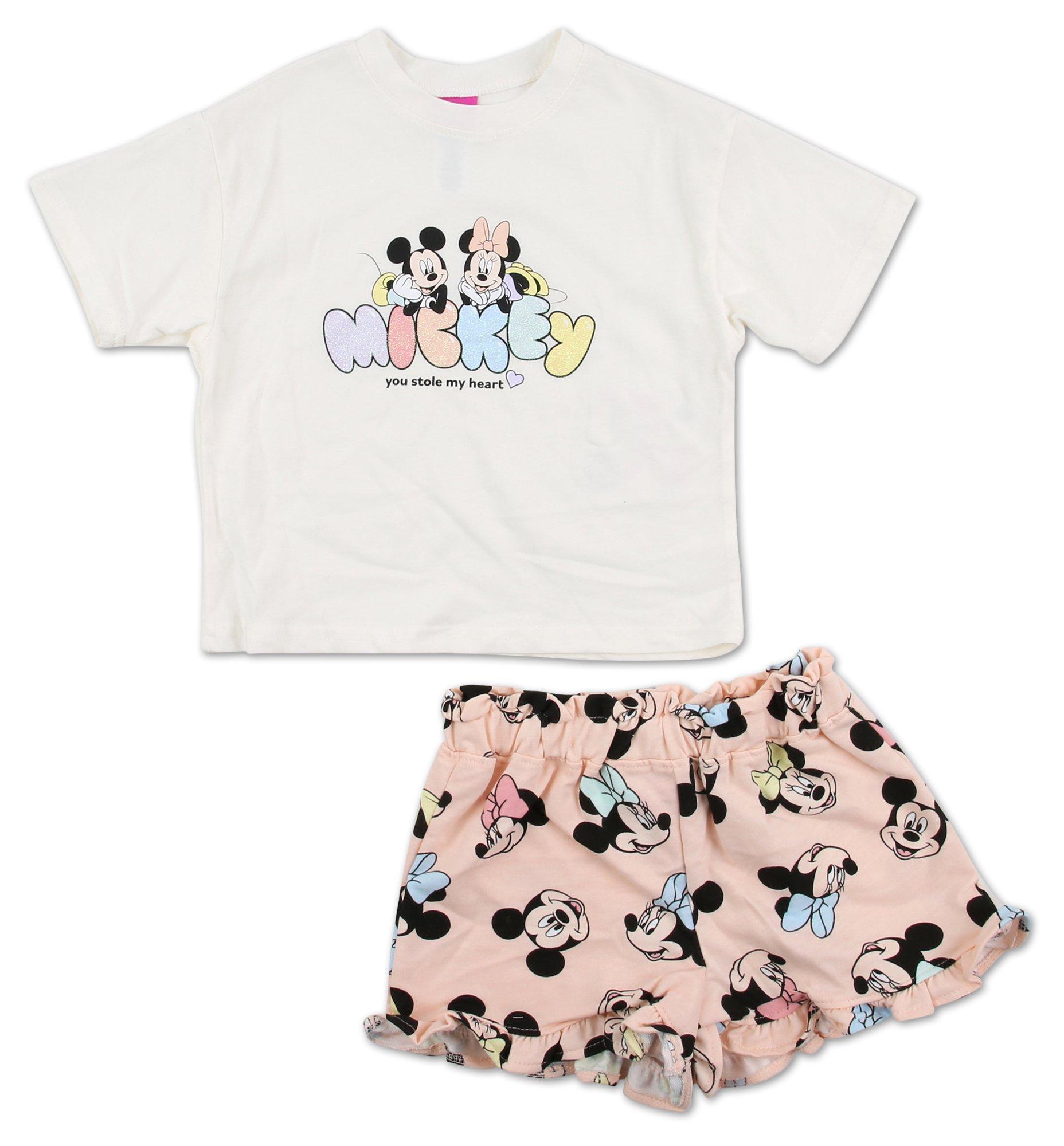 Toddler Girls 2 Pc Mickey & Minnie Shorts Set