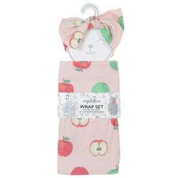 Baby 2 Pc Apple Wrap & Headband Set - Pink