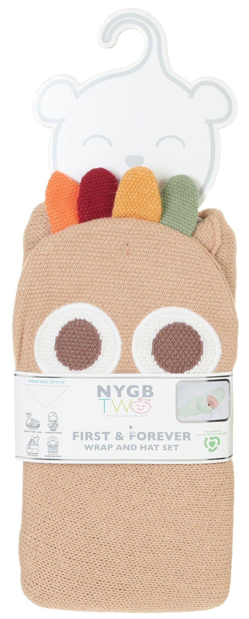 Baby 2 Pc First & Forever Turkey Hat & Wrap - Brown