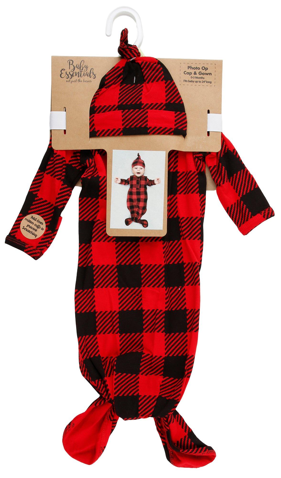 Baby 2 Pc Christmas Photo Cap and Gown - Red Multi