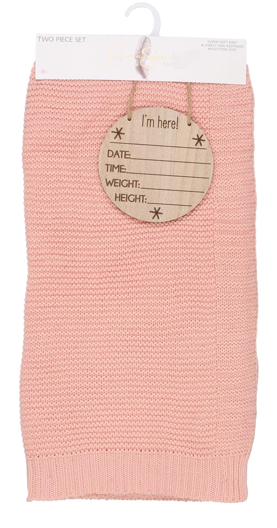 Baby 2 Pc Blanket & Milestone Disc - Pink