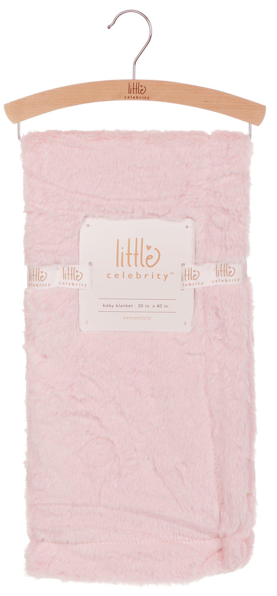 Baby Girls Solid Reversible Blanket - Pink