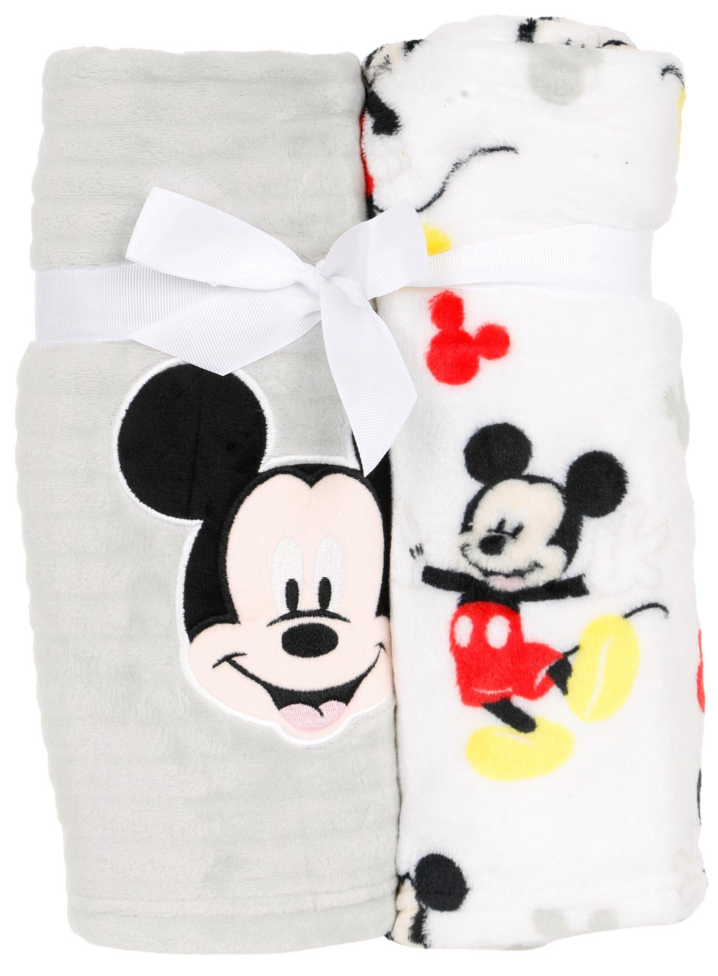 Baby 2 Pk Mickey Mouse Blankets - Grey/White