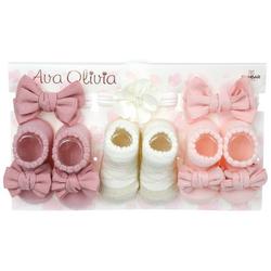 Baby Girls 6 Pk Socks & Headband Set - Pink