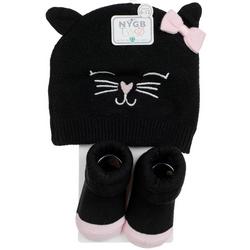 3 Pc Cat Hat & Bootie Set - Black