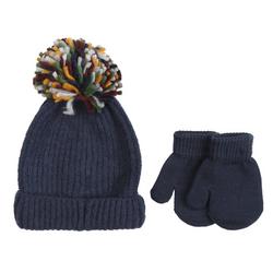 Baby 2 Pc Knitted Hat and Mitten Set - Blue