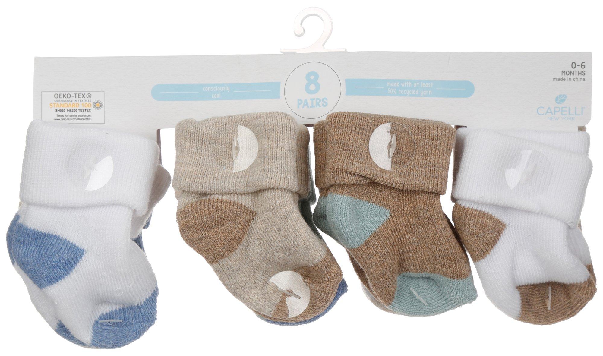 Baby 8 Pk Solid Terry Socks