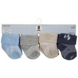 Baby 8 Pk Solid Terry Socks
