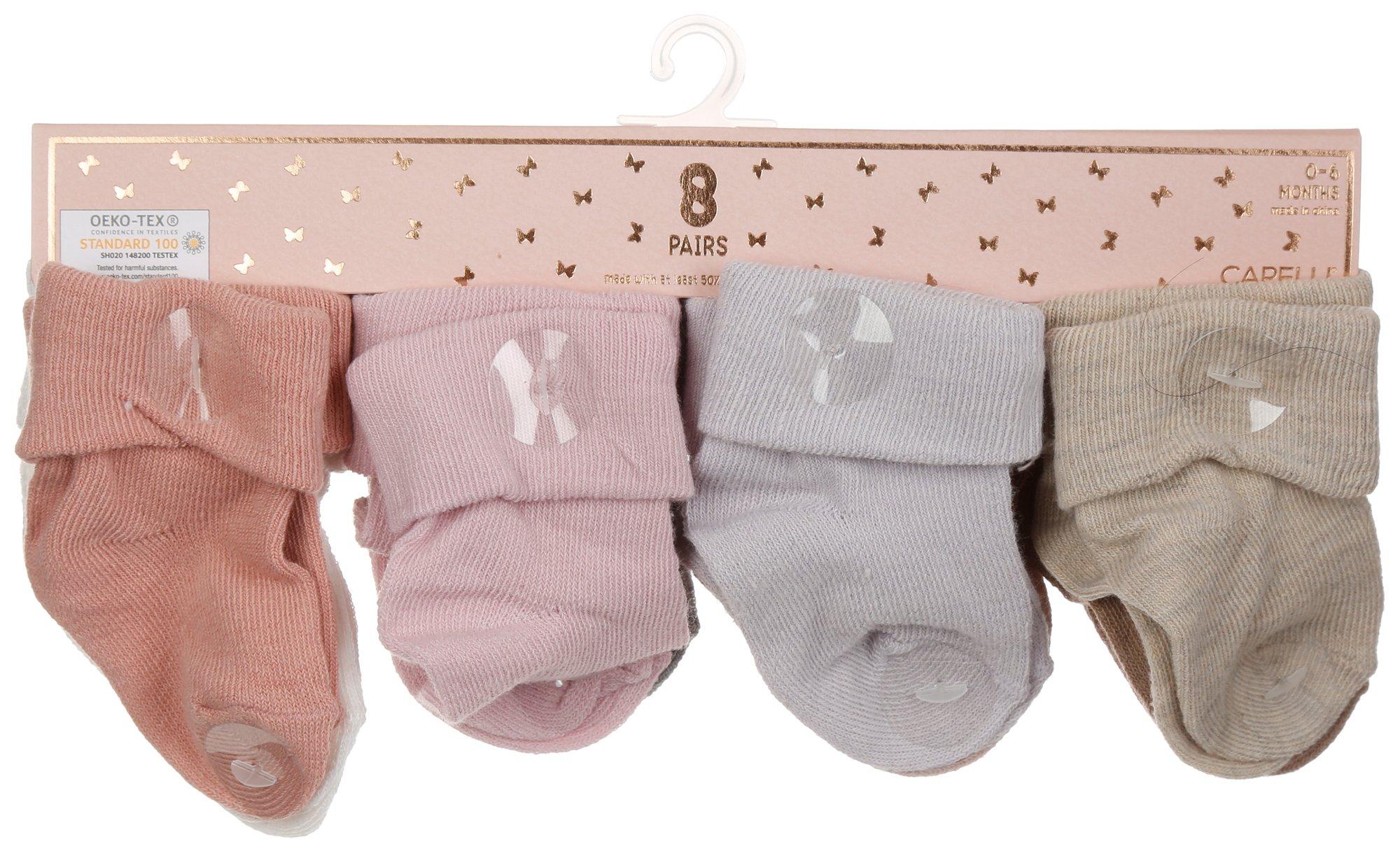 Baby 8 Pk Solid Terry Socks