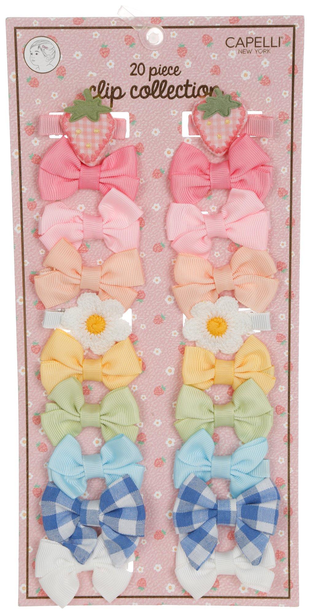 Baby Girls 20 Pc Spring Hair Bow Clips