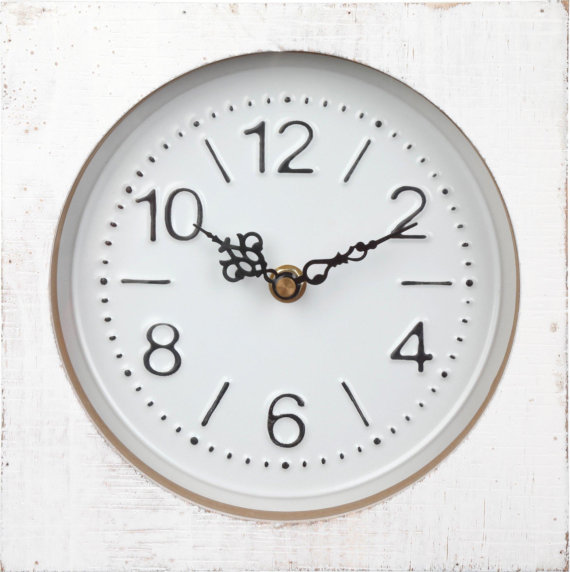 8x8  Wood Block Clock - White