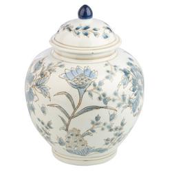 10 in. Ceramic Floral Chinoiserie Vase