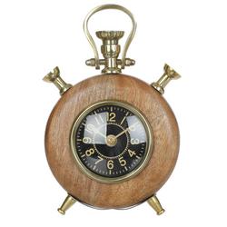 Wooden Table Clock Home Accent- Brown