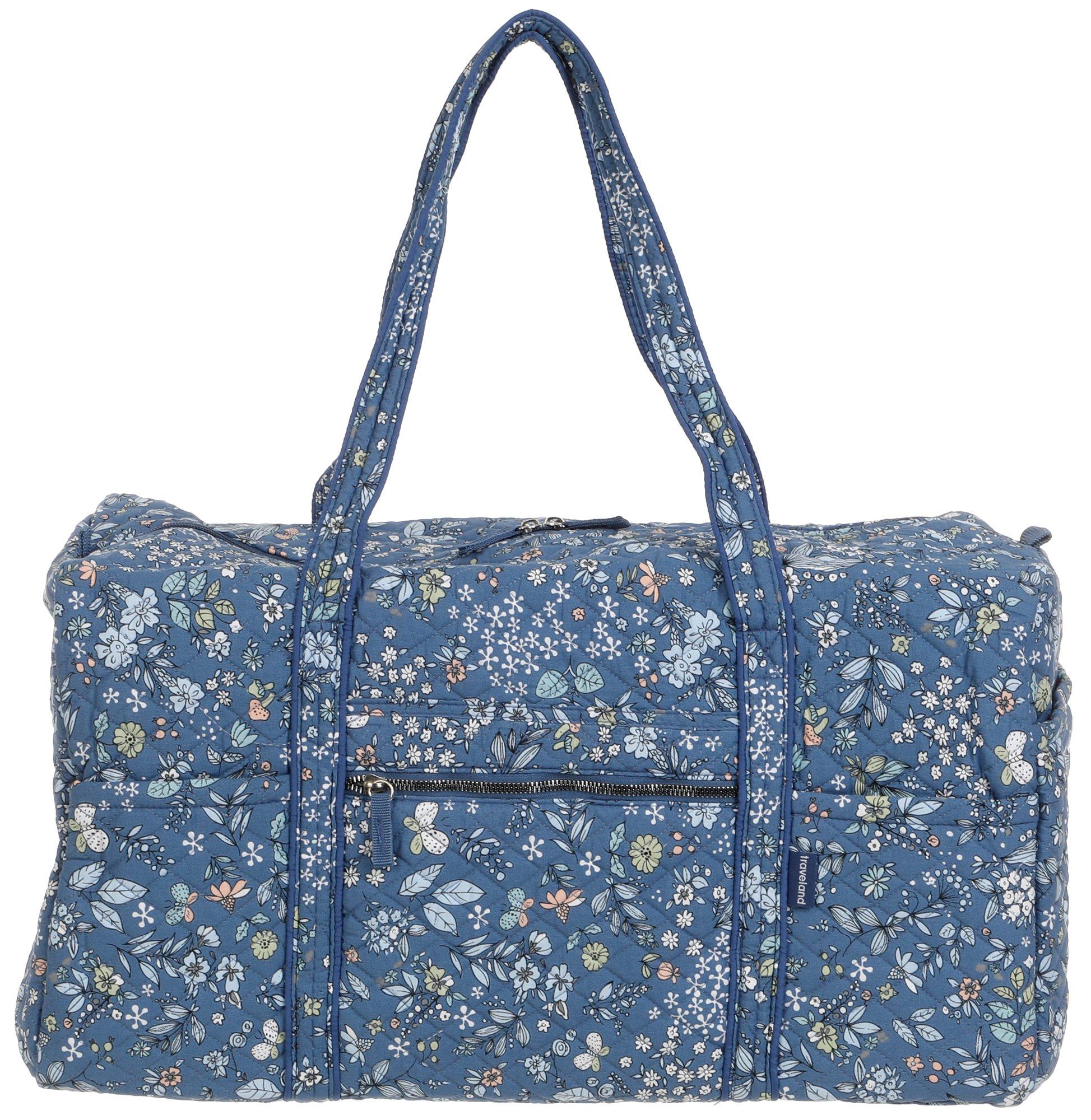 Floral Quilted Travel Duffle Bag