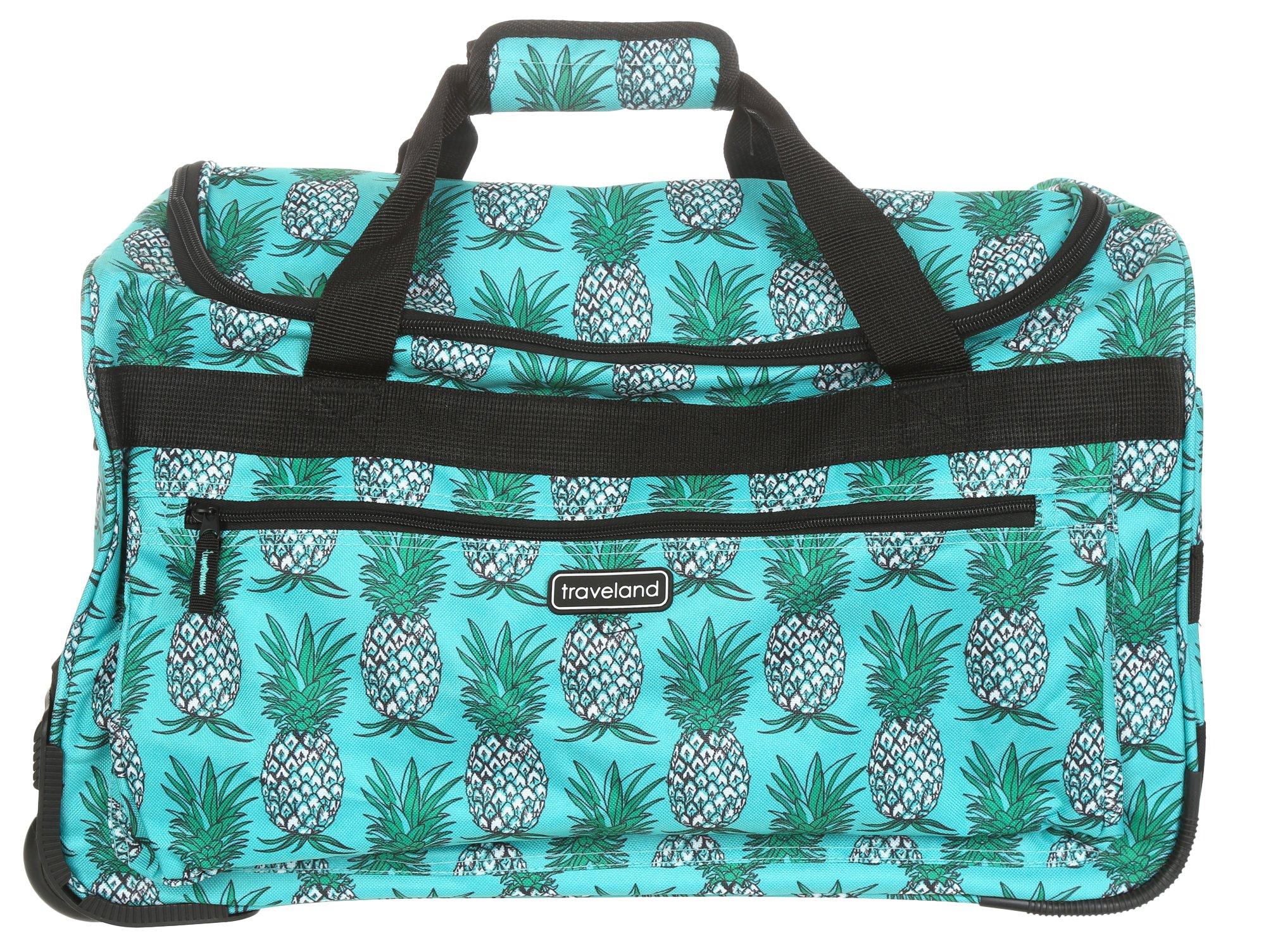 Pineapple Print Rolling Duffle Bag