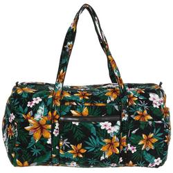 Quilted Floral Travel Duffle - Black