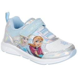 Toddler Girls Athletic Frozen Velcro Sneakers - Silver/Blue