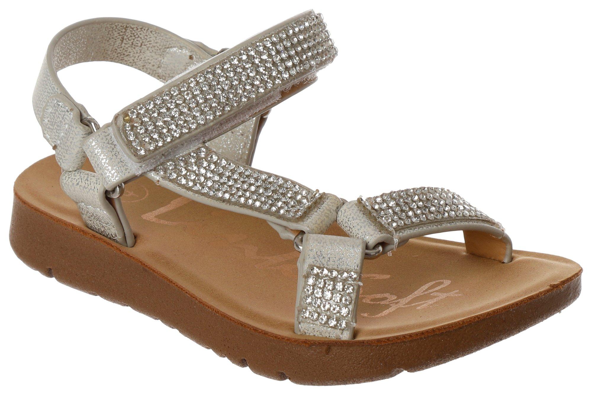 Toddler Girls Embellished Reform Sandals - Silver