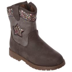 Toddler Glitter Star Boots - Charcoal