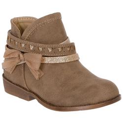 Toddler Girls Solid Faux Suede Ankle Boots - Tan