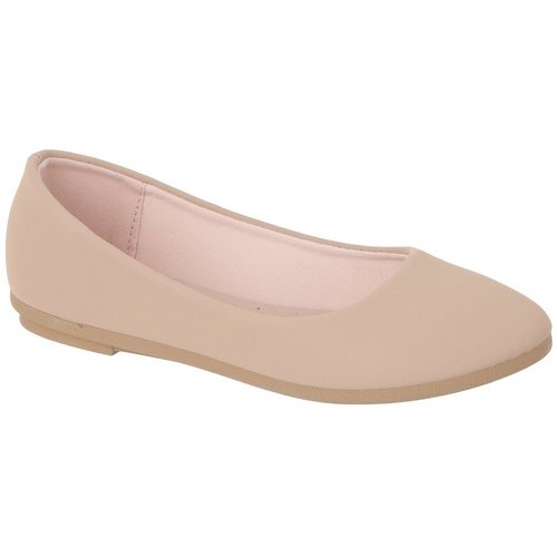 Girls Faux Suede Flexible Flats - Taupe