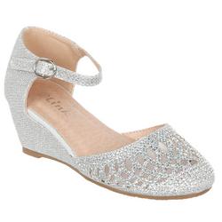 Girls Daiso Shimmer and Jewel Wedges - Silver