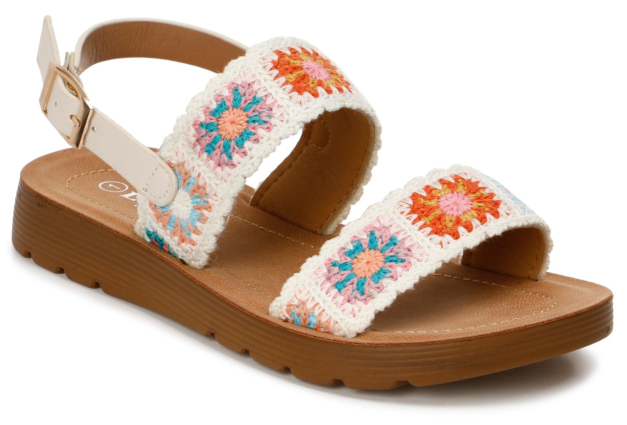 Girls Floral Crocheted Sandals