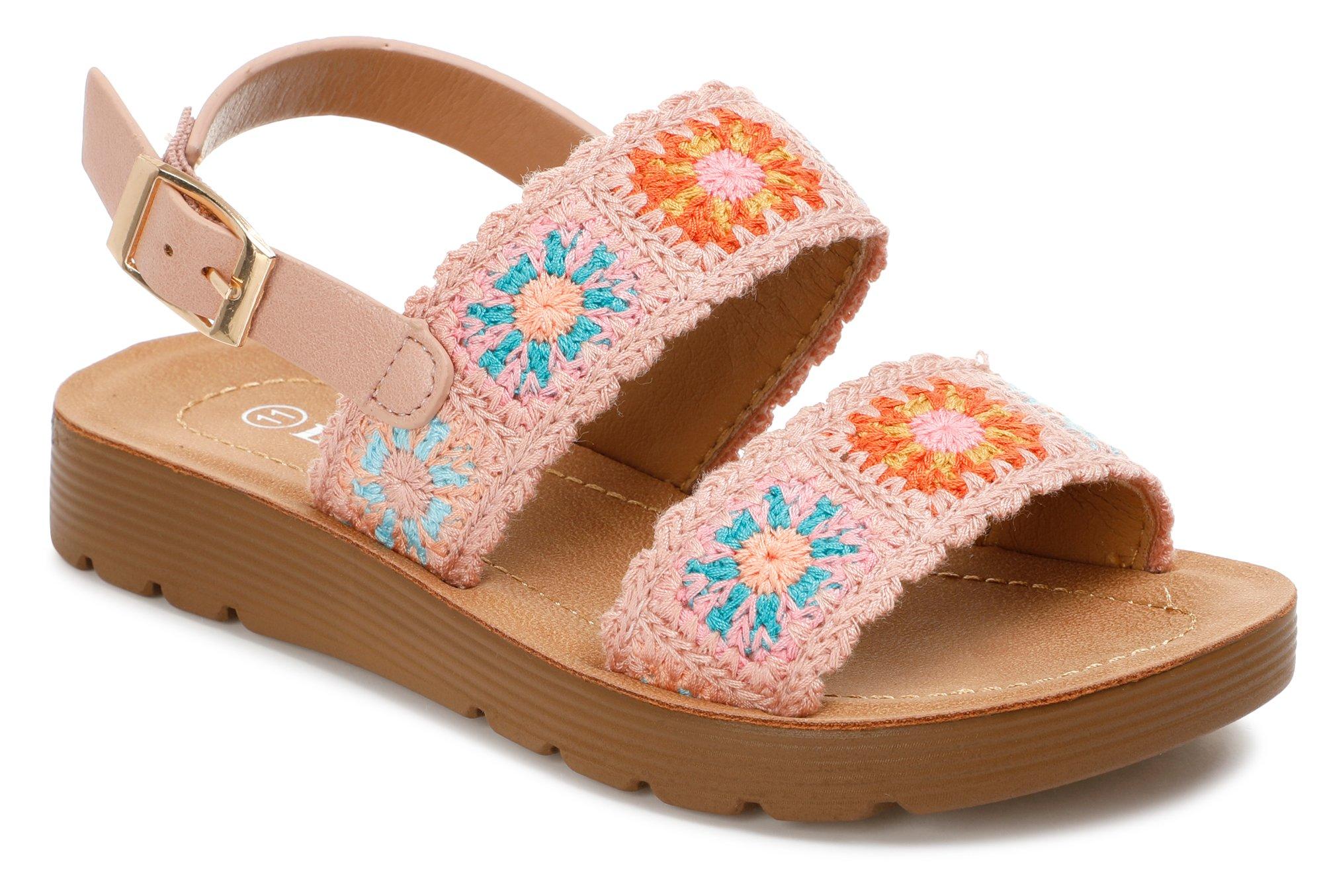 Girls Crocheted Floral Sandals
