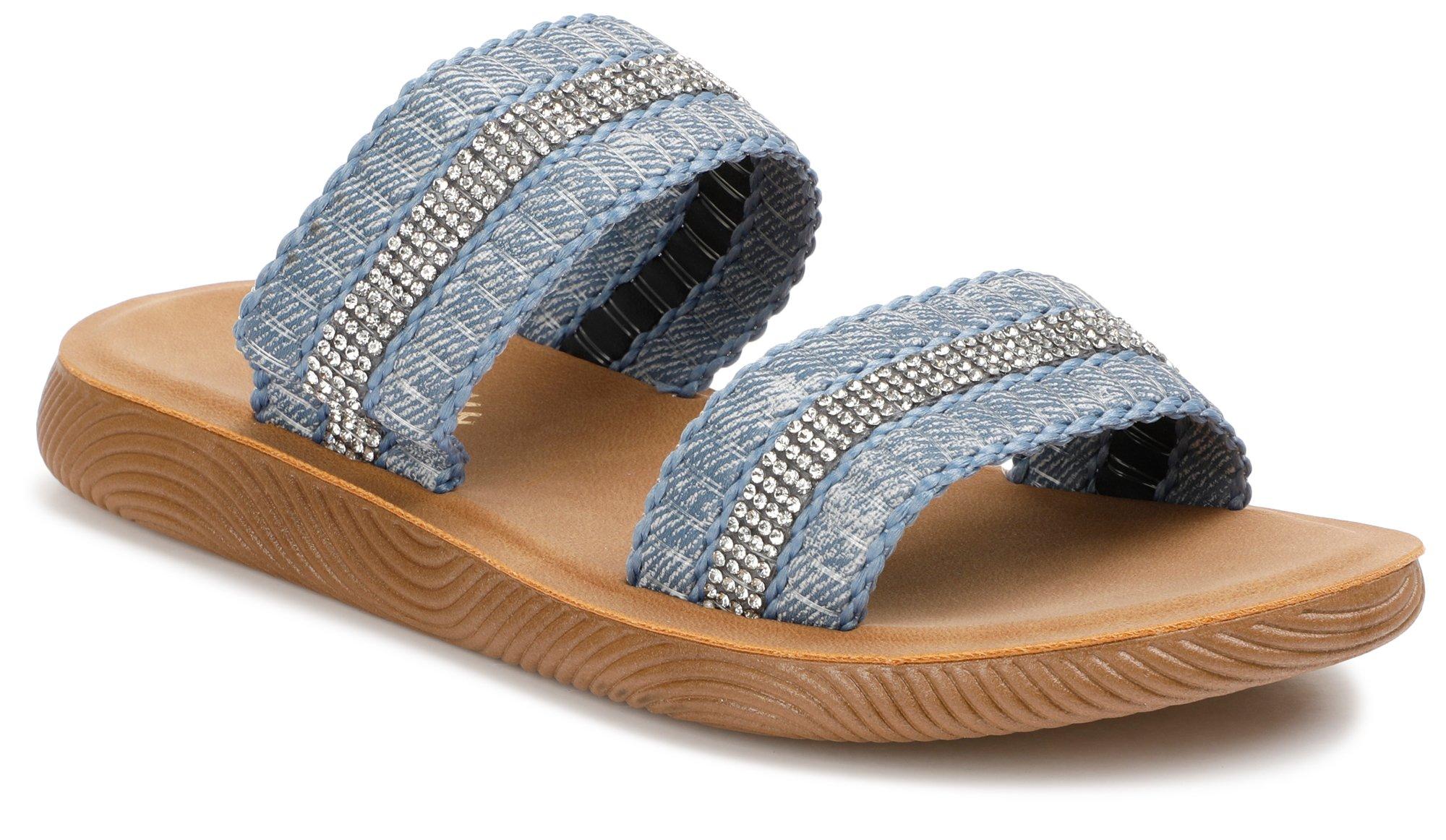 Girls Denim Slide Sandals