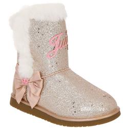 Girls Glitter Faux Fur Boots