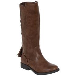 Girls Faux Leather Brown Boots