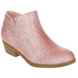 Girls Pink Glitter Ankle Boots