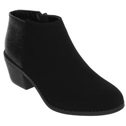 Youth Girls Glitter Ankle Booties - Black