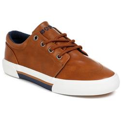 Youth Boys Faux Leather Casual Sneakers - Brown