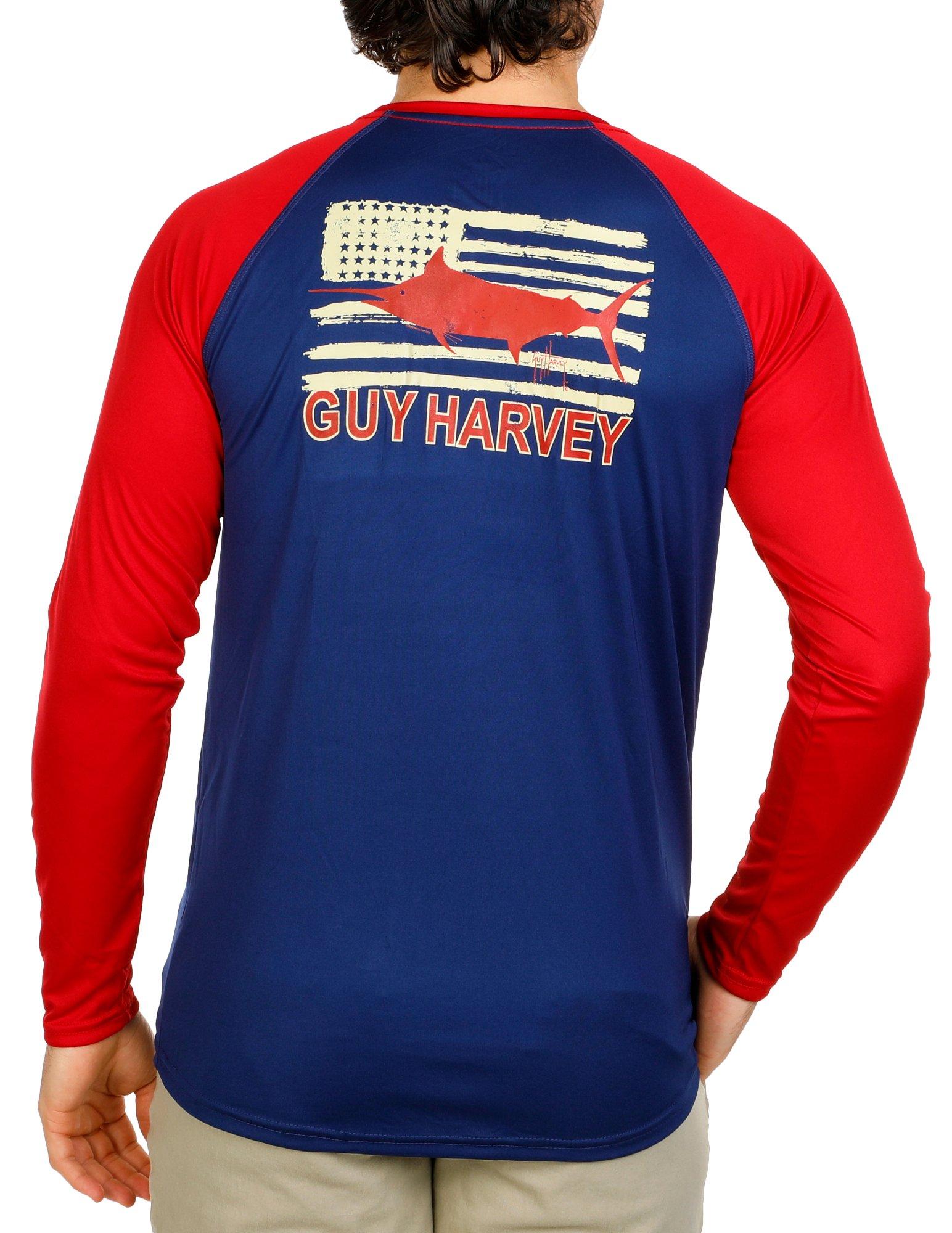 Guy Harvey Mens Ripped Long Sleeve T-Shirt Large Blue 