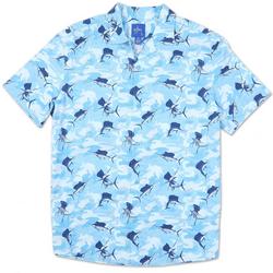 Men's Outdoor Sail Fish Button Up Shirt - Blue